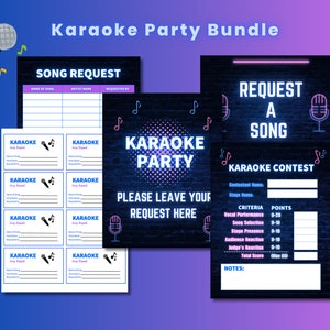 KARAOKE PARTY BUNDLE  | Request a Song | Karaoke Sign Up | Song Request | Karaoke Contest | Party Ideas | Instant Download | Party Bundle