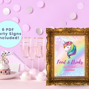 UNICORN BIRTHDAY PARTY Signs | Unicorn Food Signs | Girls Party Decorations | Rainbow Birthday Gift Signs | Party Signs | Party Favor Signs