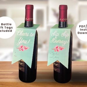 WINE BOTTLE TAG Hanger Bundle | Wine Gift Tag Printable | Birthday Gift | Anniversary Gift | Instant Download | Hostess Gift | Champagne Tag