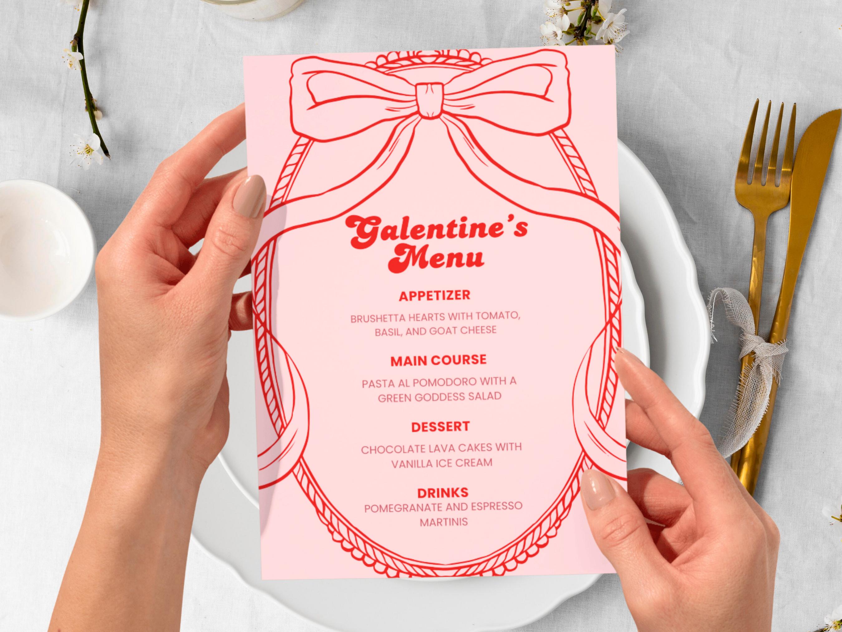 GALENTINE'S DAY MENU | Galentines Party Menu | Valentine's Party ...