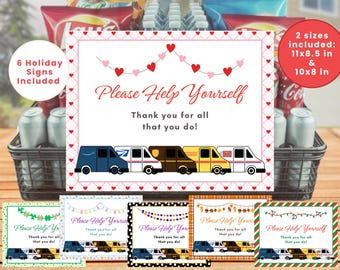 DELIVERY DRIVER HOLIDAY Thank You Snack Signs | Delivery Snack Cart | Treats for Delivery Driver | Take a Treat Sign | Instant Download