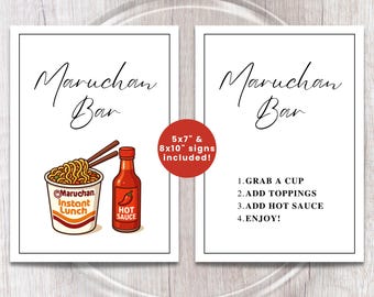 MARUCHAN BAR Zeichen | Instant Ramen-Themaparty | Ramen-Nudel-Tasse | Büroevent Team Potluck | DIY Geburtstagsparty Bar | Kinder-Erwachsenen-Party