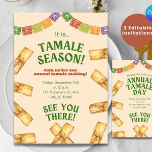 TAMALE MAKING INVITATION | Tamale Party Invitation | Tamale Season | Editable Canva | Tamale Christmas Party | Tamale Day | Family Party