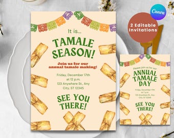 TAMALE MAKING INVITATION | Tamale Party Invitation | Tamale Season | Editable Canva | Tamale Christmas Party | Tamale Day | Family Party