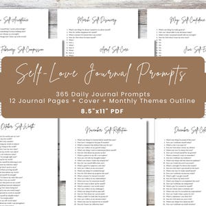 Self-Love Daily Journal Prompts | Daily Writing Journal Entry | 365 Wellness Prompts | Personal Reflection PDF | Journaling Questions