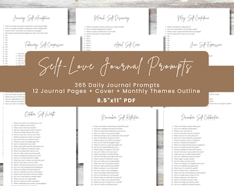 Zelfliefde dagelijkse dagboekaanwijzingen | Dagelijks dagboek schrijven | 365 wellnesstips | Persoonlijke reflectie pdf | Vragen over dagboeken