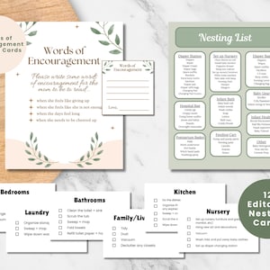NESTING PARTY BUNDLE, Vorbereiten für Babyhilfe-Aufgabenkarten, Segnen des Nestes, fertig zum Drucken, Überraschungs-Nesting-Party-Aktivität, Babypartyparty