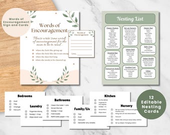 NESTING PARTY BUNDLE, Prepare for Baby Help Task Cards, Bless the Nest, Ready to Print, Surprise Nesting Party Activity, Baby Shower Party