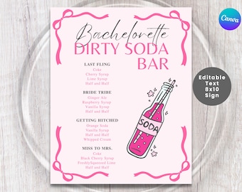 Letreros para barra de refrescos "Despedida de soltera" / Barra de bebidas para despedida de soltera / Barra de refrescos / Canva editable / Bebidas para la fiesta de la futura novia / Menú de bebidas