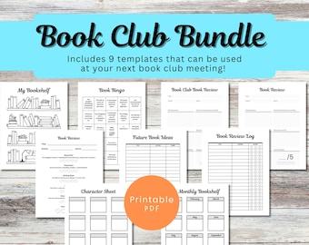 BOOK CLUB BUNDLE | Discussion Templates | My Bookshelf | Book Bingo | Book Club Host | Book Review | Reading Book Log | Book Club Kit