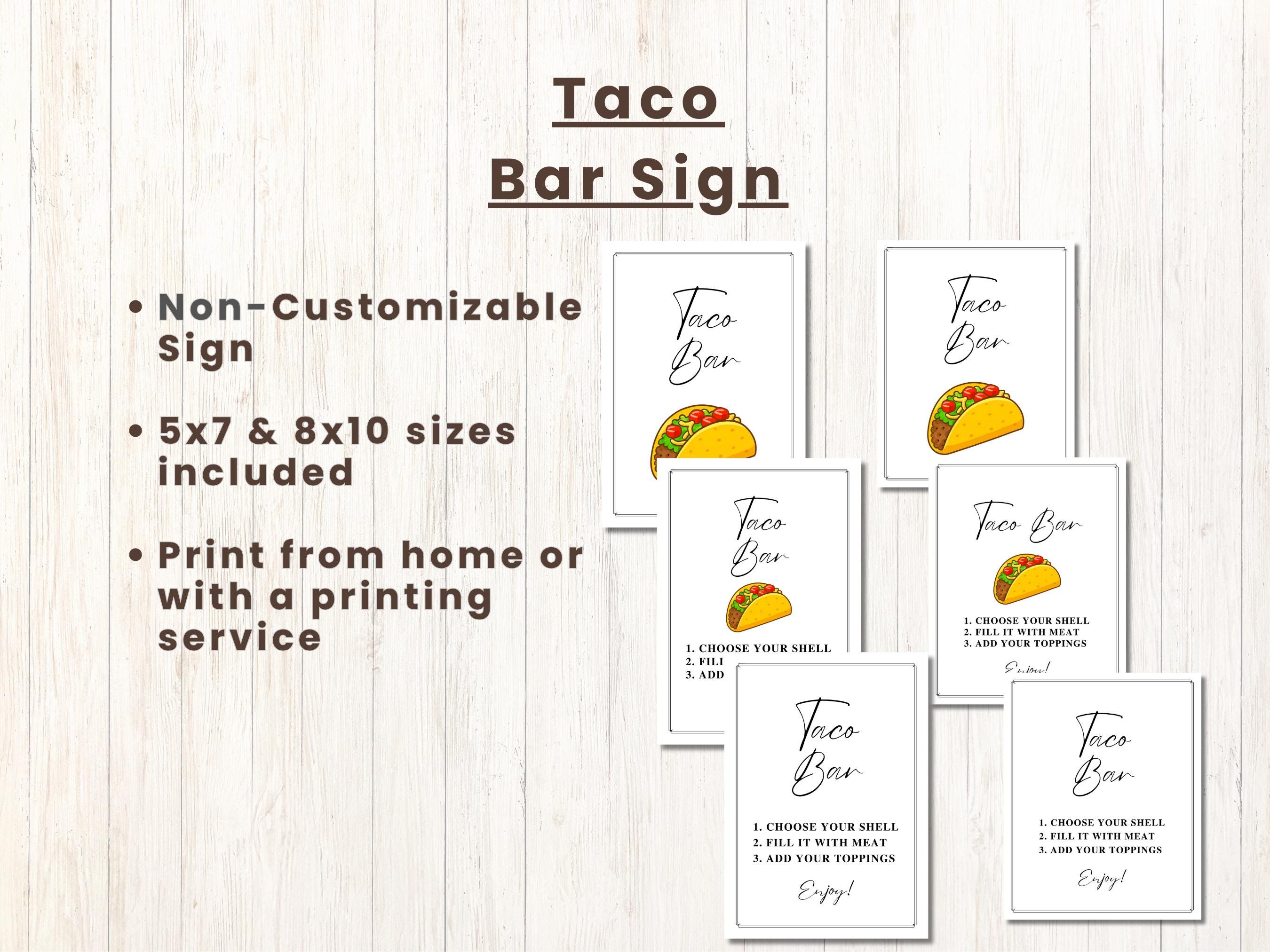 TACO BAR Sign | Taco Party | Kids Birthday Party Printable Signs ...