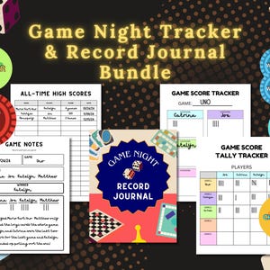 GAME NIGHT Score Tracker with Tokens and Record Journal | family game night | game tally sheet | poker game tracker | board game gift