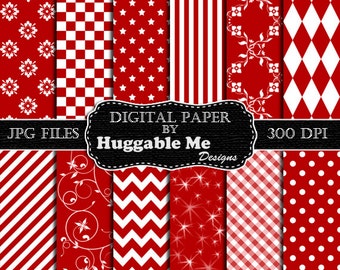 Red Scrapbook Paper - Instant Download Dark Red Pattern Paper for Wedding, Scrapbook, Backgrounds, Cards 12x12 - HMD00091