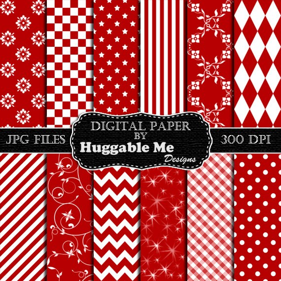 Red Scrapbook Paper Instant Download Dark Red Pattern Paper Etsy