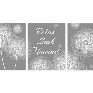 Blue Bathroom Wall Art Dandelion Bathroom Instant Download Etsy