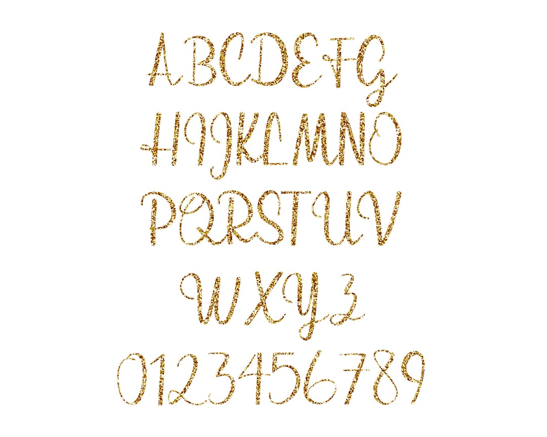 Gold Glitter Letters Gold Alphabet Clipart Numbers Clipart - Etsy