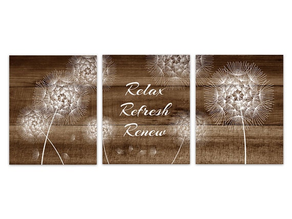 Brown Bathroom Wall Art Dandelion Bathroom Instant Download Etsy