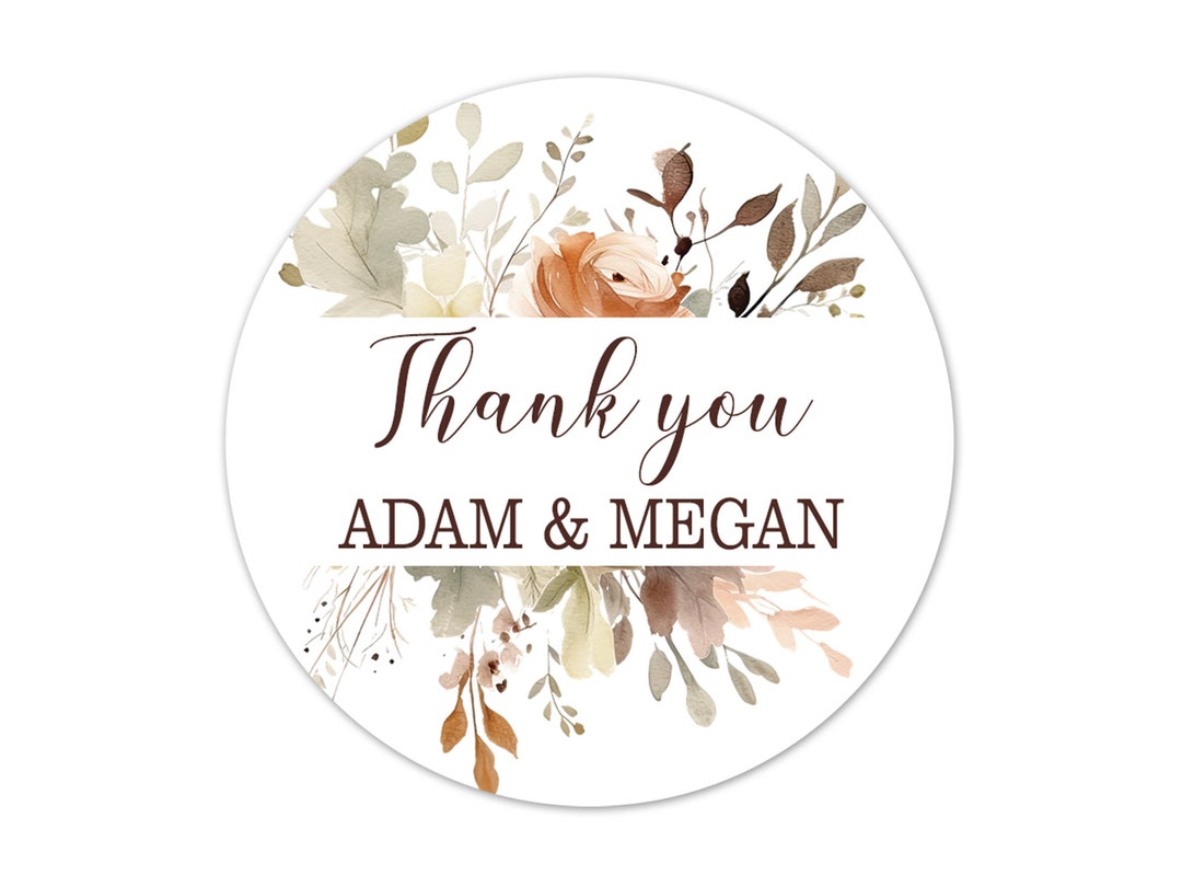 Floral Thank You Stickers, Personalized Flower Labels for Birthday ...