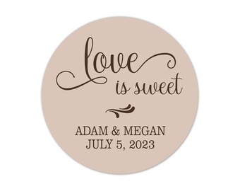 Love is Sweet Custom Stickers for Wedding Favors and Bridal Shower Gift Labels - WED31