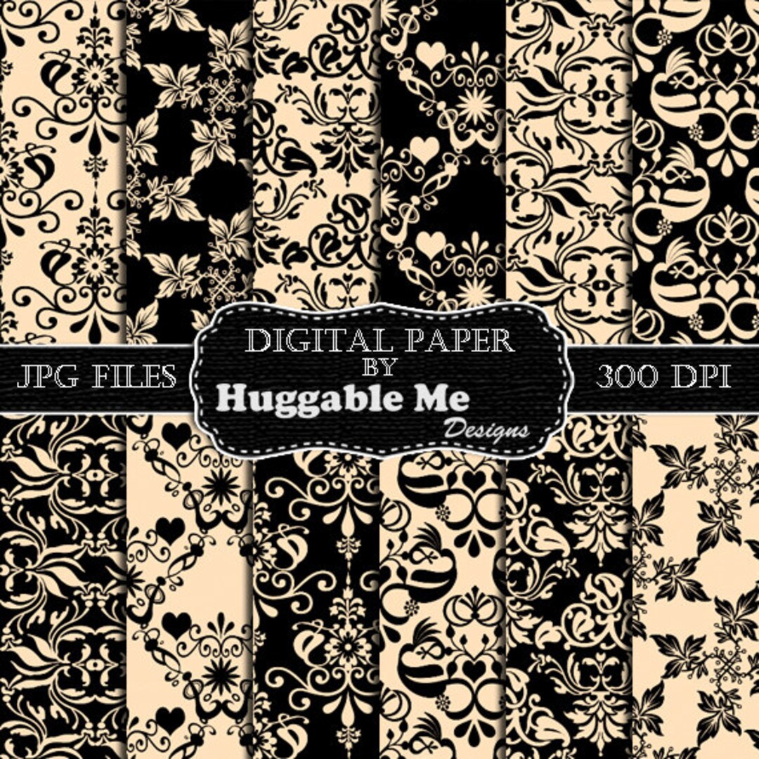 Black and Cream Damask Digital Paper Pack (digital Download) - Etsy