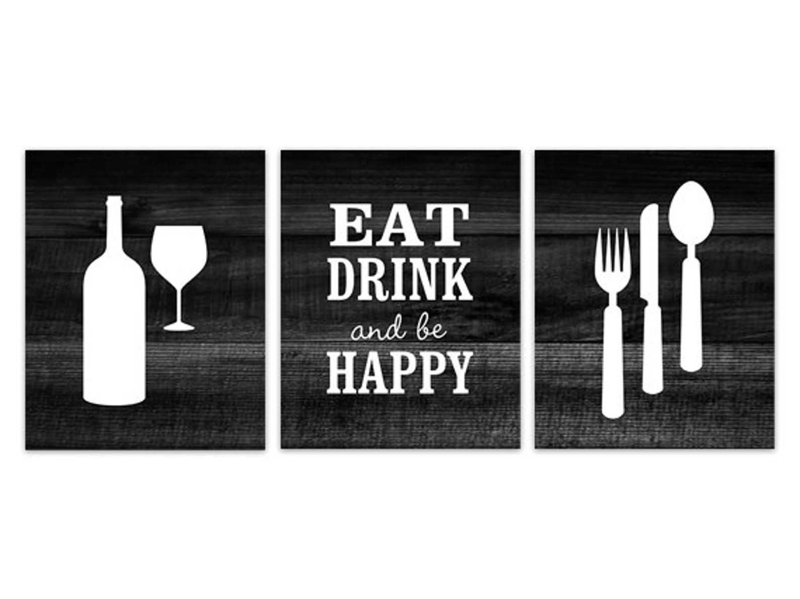 Black Kitchen Wall Art INSTANT DOWNLOAD Fork Spoon Knife Etsy