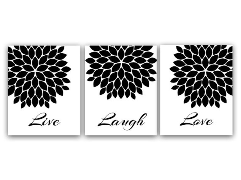 Live Laugh Love Wall Art Printable Wall Art Black and White Etsy