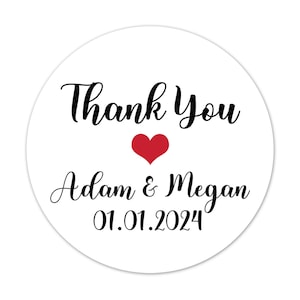 Thank You Stickers for Wedding and Bridal Shower, Personalized Special Event and Birthday Party Labels - WED119