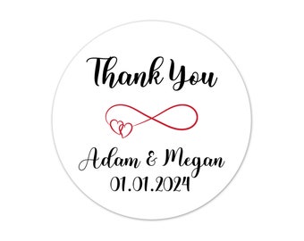 Custom Thank You Stickers for  Wedding and Bridal Shower Party Favors - WED117