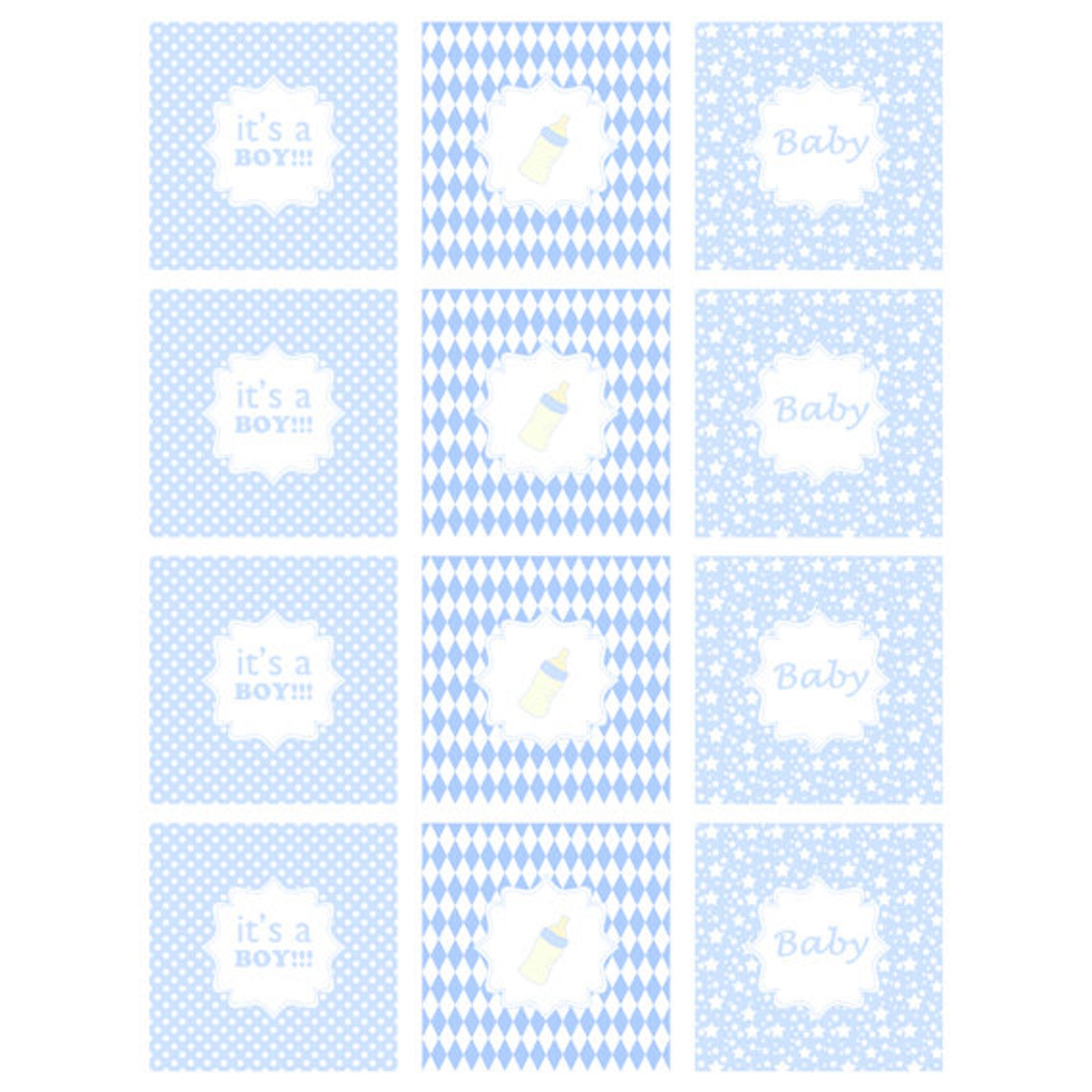 Printable Cupcake Topper or Party Sticker Baby Boy Party - Etsy