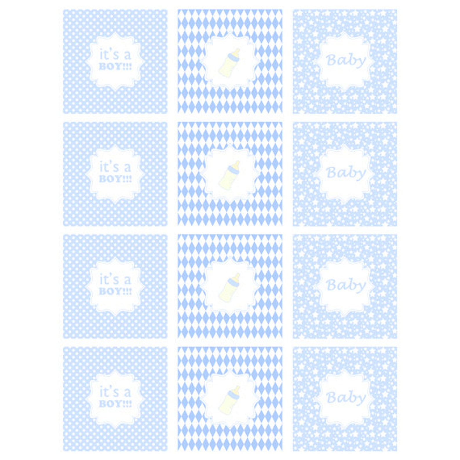 Printable Cupcake Topper or Party Sticker Baby Boy Party - Etsy
