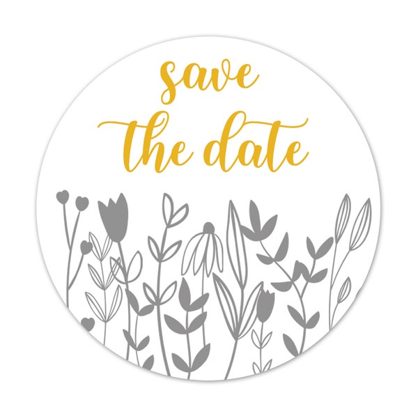Minimalist Save The Date Stickers, Gray and Gold Wedding and Bridal Shower Party Invitation Envelope Seals - AZST20