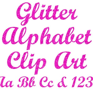 Fuchsia Glitter Alphabet Clip Art - Digital Glitter Letters - Hot Pink Glitter Alphabet and Number Clipart - Instant Download - DIMAGE0020