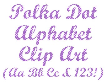 Lavender Alphabet Clipart, Polka Dot Letters and Numbers Clip Art, Instant Download Purple Alphabet Clip Art - DIMAGE0030