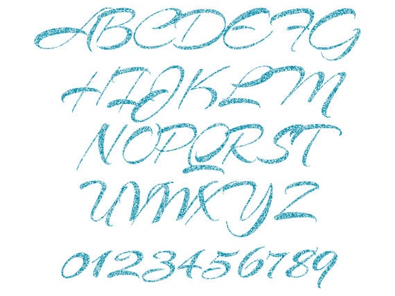 Blue Alphabet Clipart Light Blue Glitter Letters Numbers - Etsy