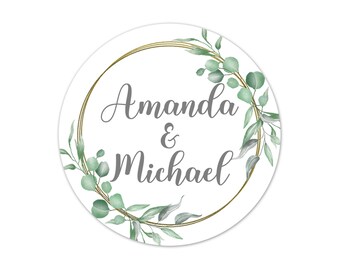 Eucalyptus Wedding Favor Stickers, Personalized Bridal Shower Labels - WED85