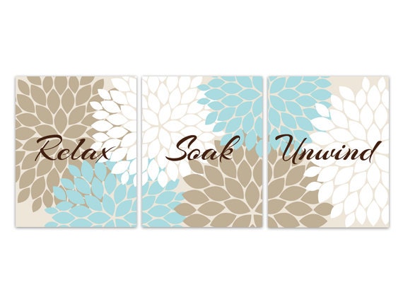 Relax Soak Unwind Instant Download Set Of 3 Bath Art Etsy