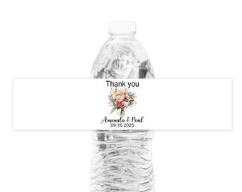 Thank You Wedding Water Bottle Label, Set of 20 Personalized Weatherproof Bottle Labels