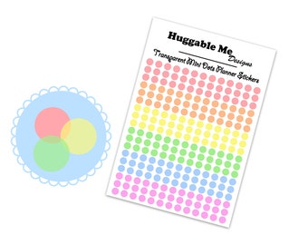 Transparent Mini Dots Planner Sticker, Circle Days of the Week, Pastel Rainbow Shades - ST7
