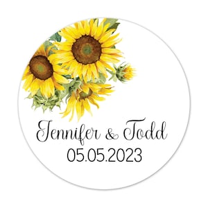 Personalized Wedding Stickers Sunflower, Yellow Flower Labels Thank You for Celebrating with Us Bridal Shower Party Favor Stickers - WED60