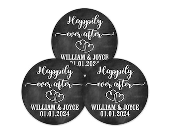 Personalized Bridal Shower Thank You Stickers, Happily Ever After Stickers for Rustic Wedding Favors - WED123