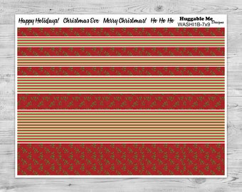Red Washi Strips Stickers, Christmas Washi Stickers, Planner Stickers, Monthly Planner Washi - WASHI1B