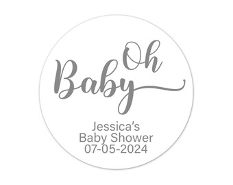 Oh Baby Shower Stickers, Customized Thank You Party Favor Labels - BB80