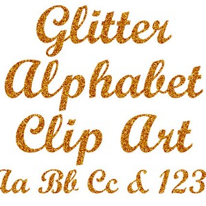 Gold Glitzer Alphabet Clipart, Digitale Glitzer Buchstaben Clip Art, Gold Glitzer Zahlen Clipart - Sofort Download - DIMAGE0016