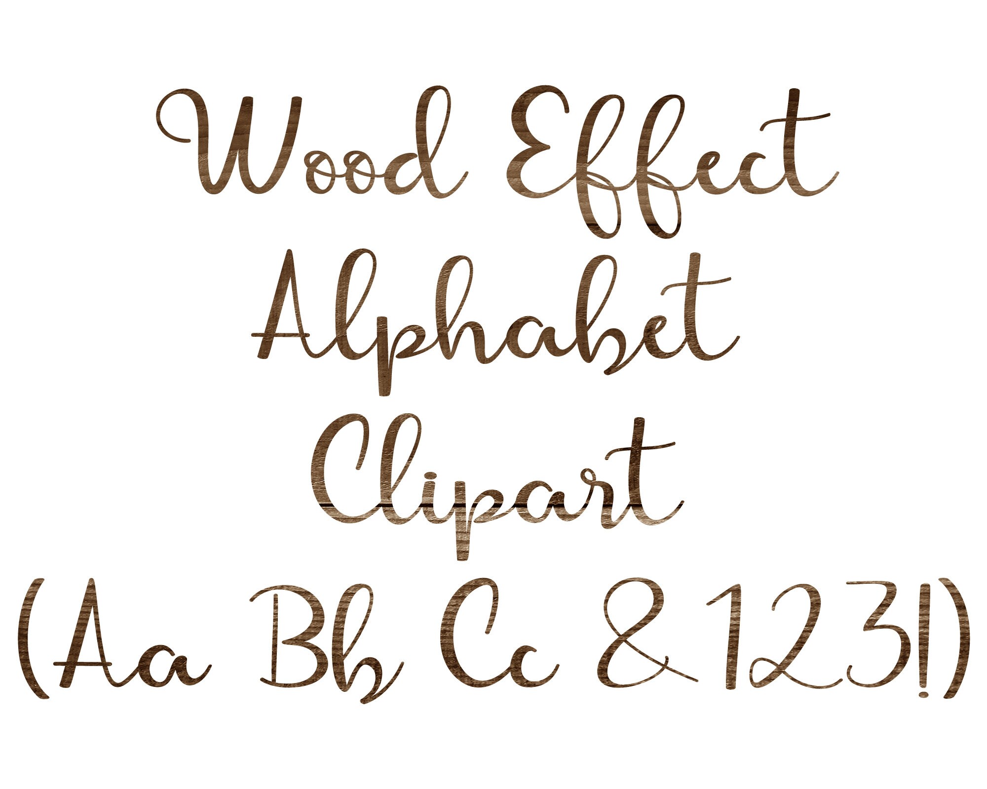Digital Alphabet Clipart Wood Effect Alphabet Clip Art Brown - Etsy