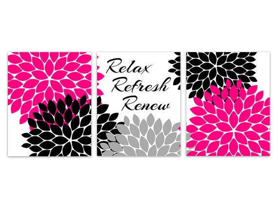 Instant Download Bathroom Art Black And Pink Bathroom Decor Etsy