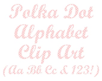 Pink Alphabet Clipart, Polka Dot Letters and Numbers Clip Art, Instant Download Pastel Pink Alphabet Clip Art - DIMAGE0036