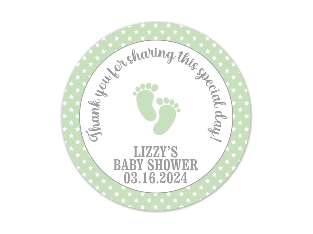 Green Baby Footprints Stickers, Baby Shower Favors - BB5 - Etsy