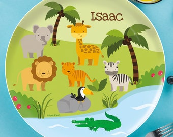 Custom Kids Plate - Jungle Fever Personalized Plate - Child's Plate - Personalized Kids Plate - Custom Placemat with Name