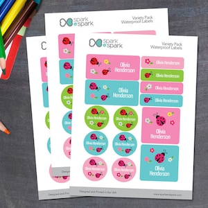 Waterproof Stickers - Sweet Lady Bugs - Daycare Labels - Customized Labels - Baby Bottle Labels - Labels for School Supplies - Camping Label