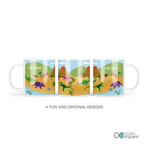 Dinosaurs Jungle Mealtime Set - Custom Dinnerware for Kids - Children's Plate, Bowl, Mug, Placemat and Cutlery - Non Melamine. Birthday Gift image 8